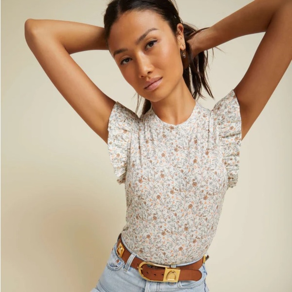 Nation LTD Floral Ruffle Sleeve Tank Top